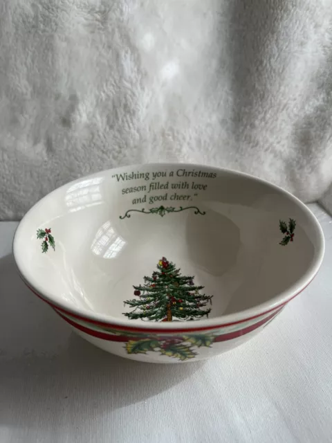 2009 Spode Christmas Tree Annual Candy Bowl w/ Quote 6 3/8" L x 2.5"H