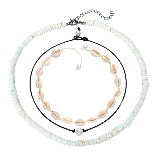 Pearl Choker Necklace for Women Hawaiian Seashell Pearls Choker Necklace