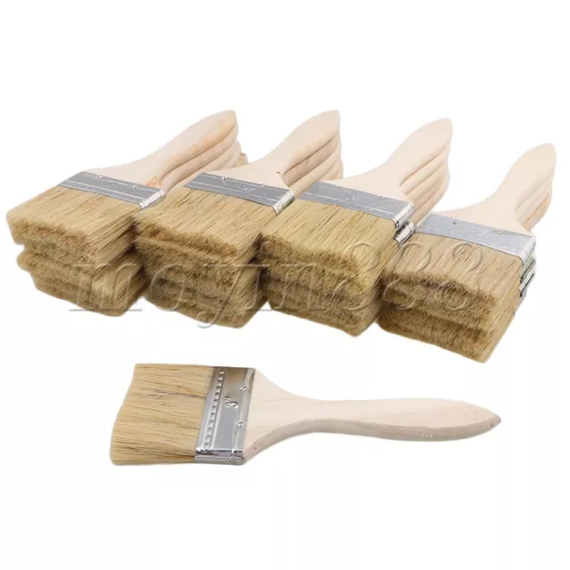 20x Thick Wood Handle Chip Brushes for Paint Stains Varnishes 20x7cm