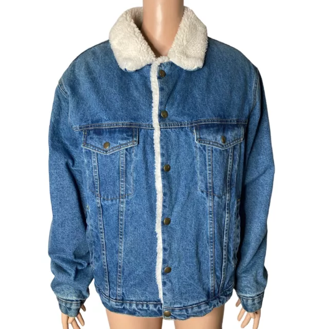 Vintage Work King Denim Jacket Mens 40 Sherpa Lining New Old Stock Sears Canada