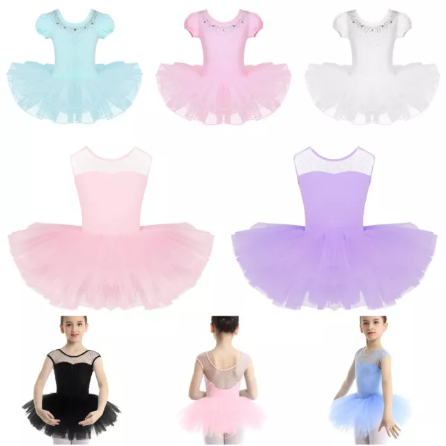 Girls Kids Ballet Dance Dresses Gymnastics Tutu Leotard Skirts Ballerina Costume 2