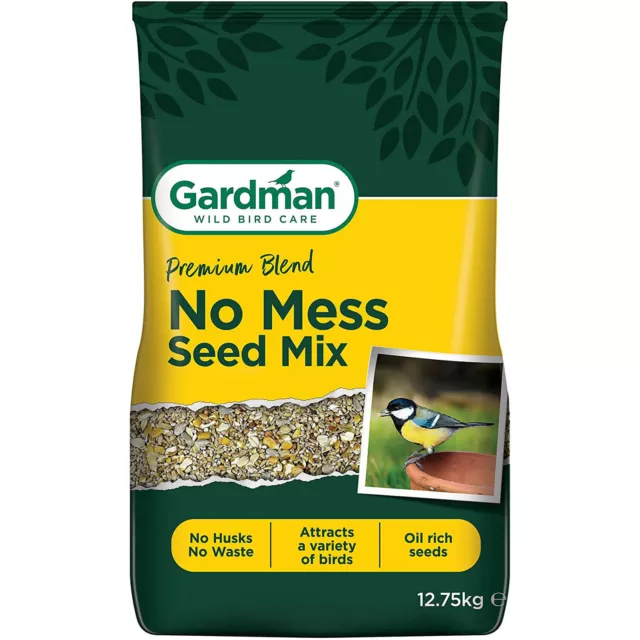 Gardman No Mess Seed Mix 12.75kg High Quality Wild Bird Food Feeding No Waste