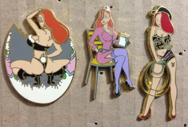 Jessica Rabbit Lingerie Bunny Girl Er Nurse & Rodeo Cowboy Fantasy 3 Pins Lot