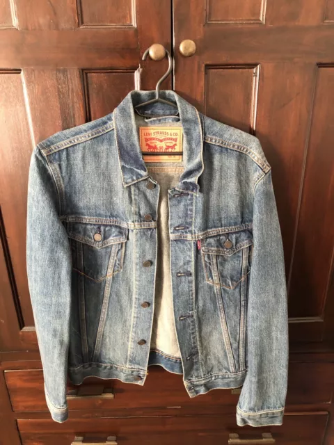 LEVI S 72333 MENS Trucker Denim Jacket Red Label Orange Collar
