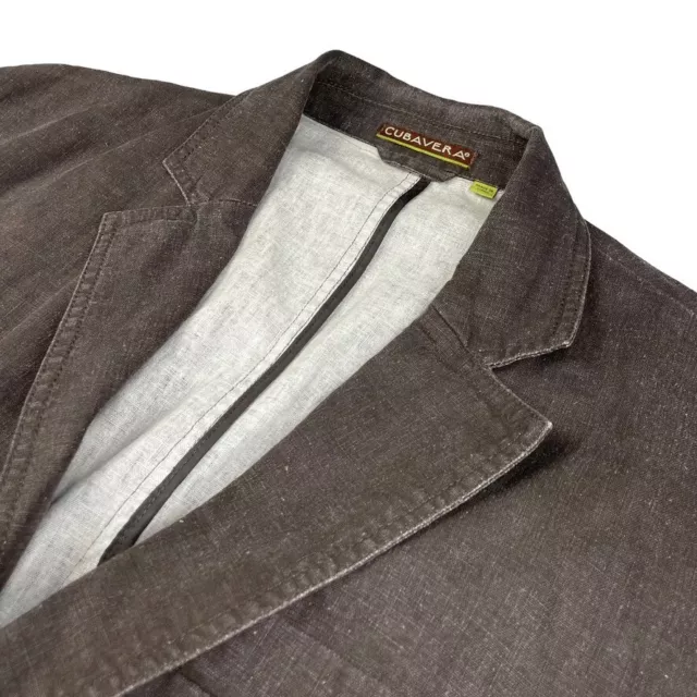 Cubavera Men’s Linen Blend Unstructured 2-Button Blazer Jacket Brown • 44L | XL