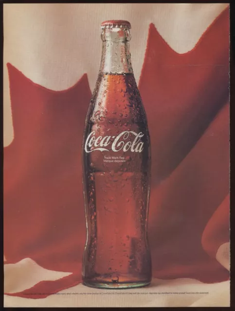 1988 Coca-Cola Ad ~ Calgary Winter Olympic Games ~ Canadian Flag & Coke Bottle
