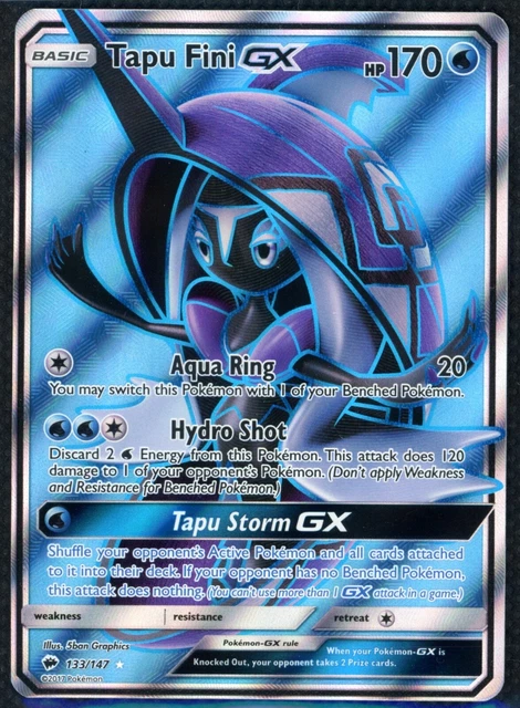 Tapu Fini GX 133/147 Full Art Rare - Burning Shadows Pokemon TCG Sun & Moon