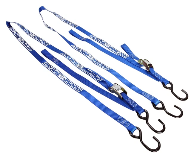 Moose racing Courroies de Fixation avec Crochet - 213cm / 610 KG Bleu -