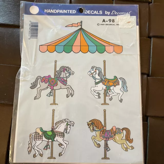 Vintage Handpainted Decals by Decorcal A-98 Carousel Painted Horses Ponies 1989