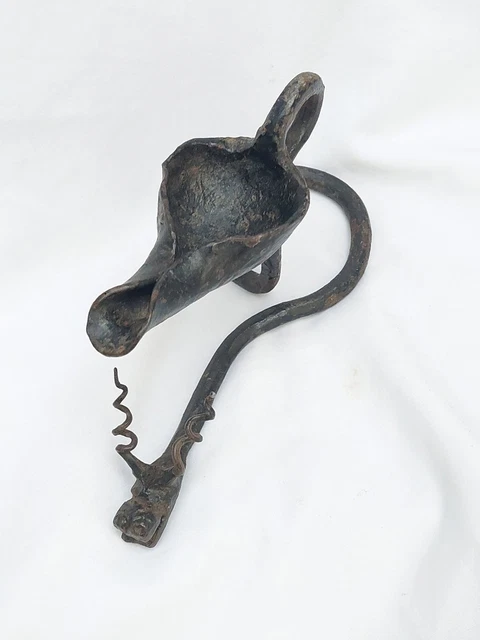 ANCIENNE LAMPE À huile en fer et laiton EUR 10,00 - FR
