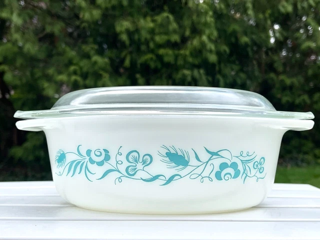 Vintage Pyrex Meadow Oval Casserole Dish w/ Lid 1960 Promotional 043 1-1/2qt
