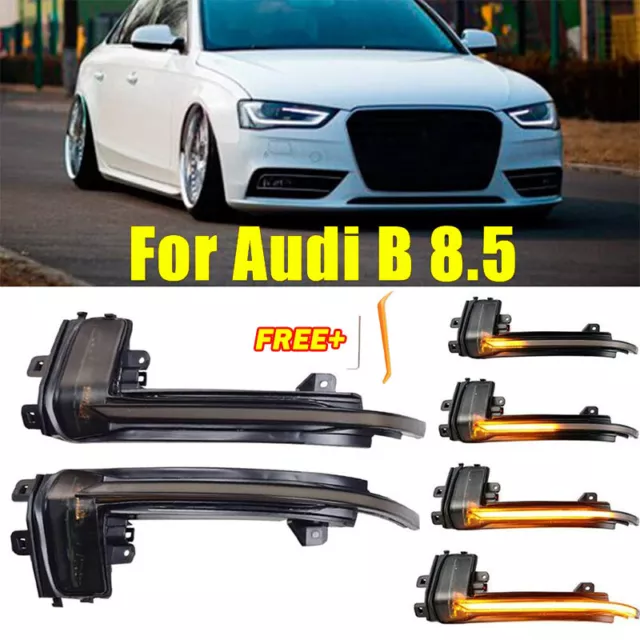 2X Dynamic LED Wing Mirror Turn Signal Indicator Light Amber For Audi A3 A4 B8.5