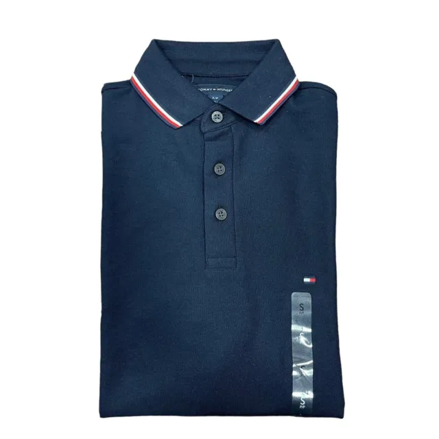 Tommy Hilfiger Men's Regular Fit Stripe Tipping Wicking Long Sleeve Polo Shirt