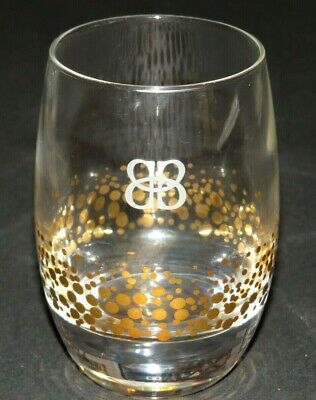 Vintage Bailey's Rocks Bar Glass Gold Confetti Dots Heavy Rounded Bottom