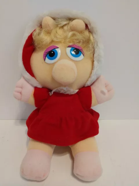 Vintage 1987 McDonalds BABY MISS PIGGY 10" Plush Stuffed Animal Toy ~ Christmas