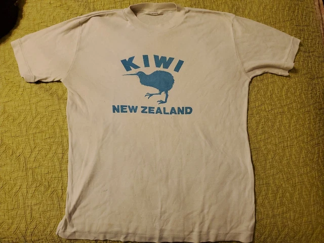 White Vintage Kiwi New Zealand Souvineer Tshirt Retro 70's 80's Shirt Top Large