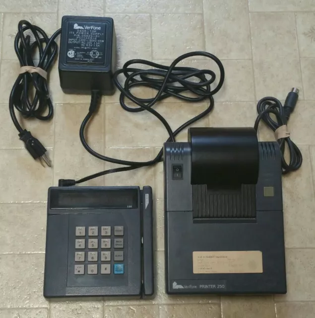 VeriFone lot ~ 330 Terminal ~ Printer 250 ~ PS664631G Power Supply ~ Cable