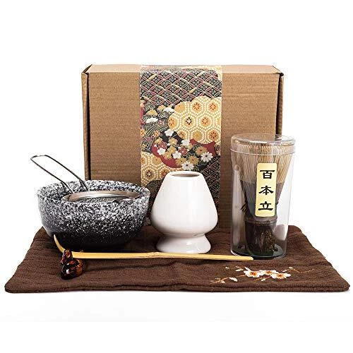 Bamboo Matcha Tea Whisk Set (Chasen) Matcha Bowl (Chawan) Bamboo Scoop (Chash...