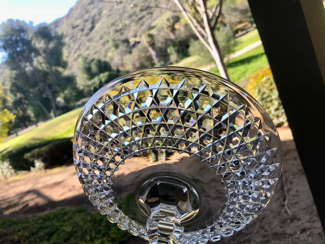 AMERICAN BRILLIANT cut glass compote "Hob Diamond" SIGNED H.P. Sinclaire. VIDEO! 8
