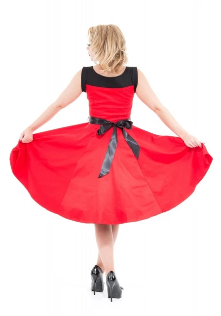 Robe Pin-up Hearts & Roses Rouge à Pois Noirs - Style Rockabilly Années 50 - Taille 38/40 - Occasion Très Bon état