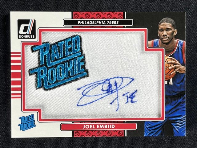 2014 15 Panini Donruss Joel Embiid Recrue Rc Patch Automatique Rpa Eur