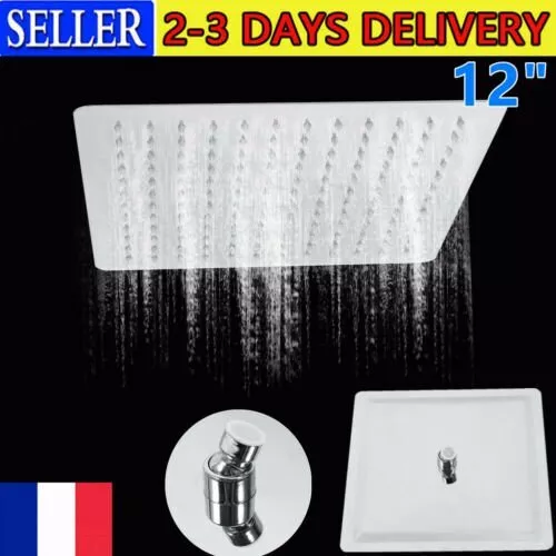 12" Douche en acier inox à effet pluie de tête pomme pommeau carrée FR