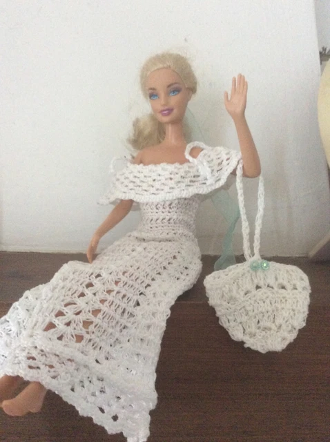 Abito+ Accessori borsa o cappello  uncinetto per Barbie pacchetto con 3 abiti 4