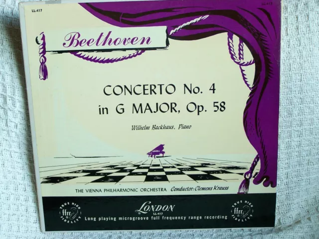 Wilhelm Backhaus Beethoven Piano Concerto No. 4 VPO Krauss Heavy UK Disk Superb!