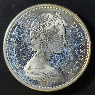 1965 Canada 50 Cents 80% Silver - Canadian Half Dollar $0.50 - Elizabeth II