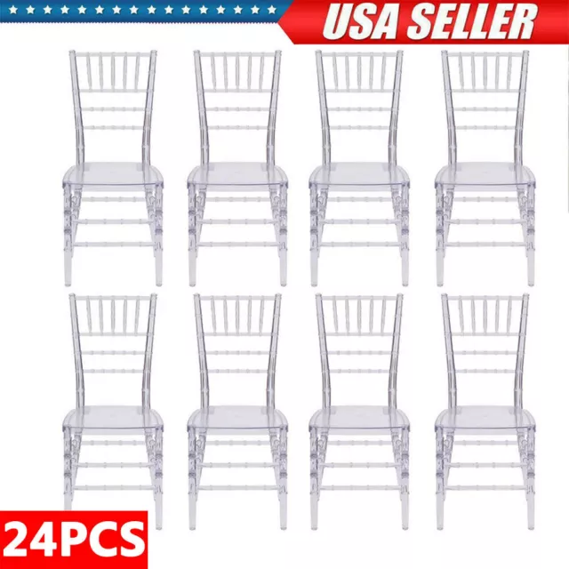 24PCS Acrylic Clear Crystal Ghost Stackable Party Event Wedding Chiavari Chairs
