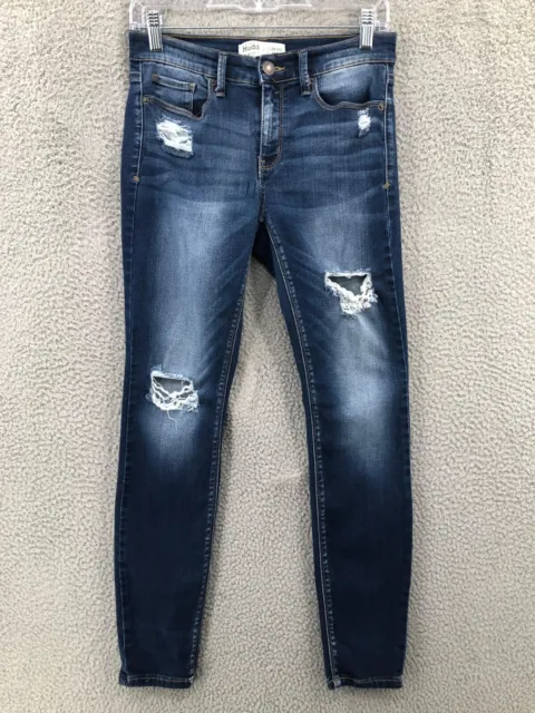 Mudd Skinny Jeans Destroyed Ripped Women's Size 7 Juniors FLX Stretch Blue 8137