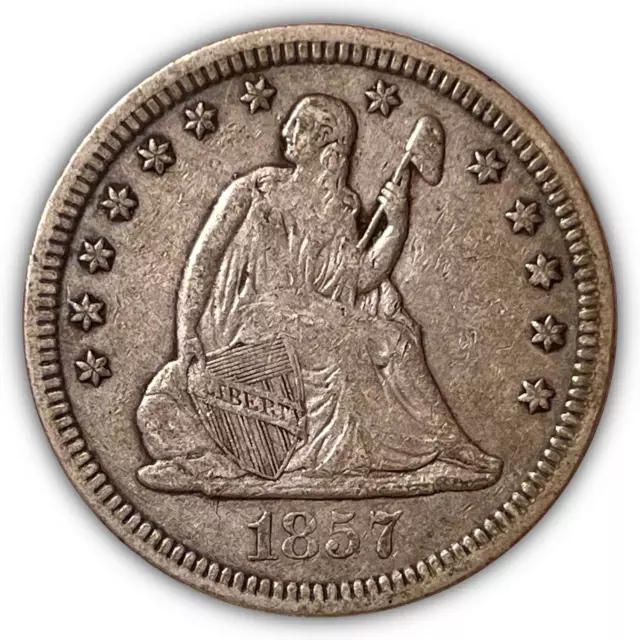 1857 Seated Liberty Quarter Extremely Fine XF Coin #5995