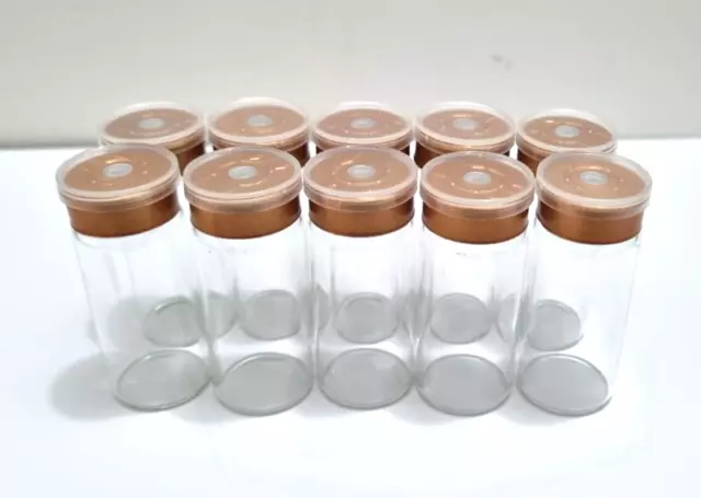 10 x 10ML Pre sterilized and SEALED Borosilicate CLEAR glass vials with gold cap