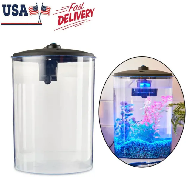 3-Gallon Fish Tanks Plastic Aquarium with LED Light and Power Filter NEW