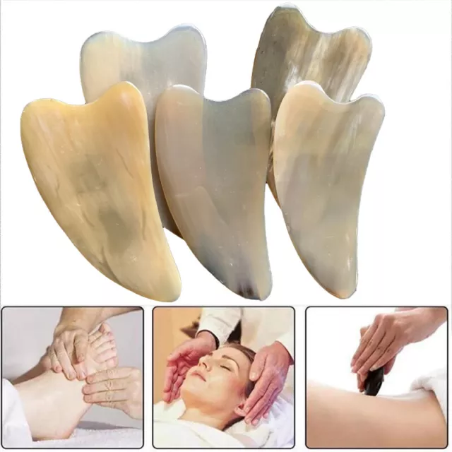 Körper Kratzer Natur Ox Horn Gua Sha Vorstand Gesicht Massagegerät Lift Health Q