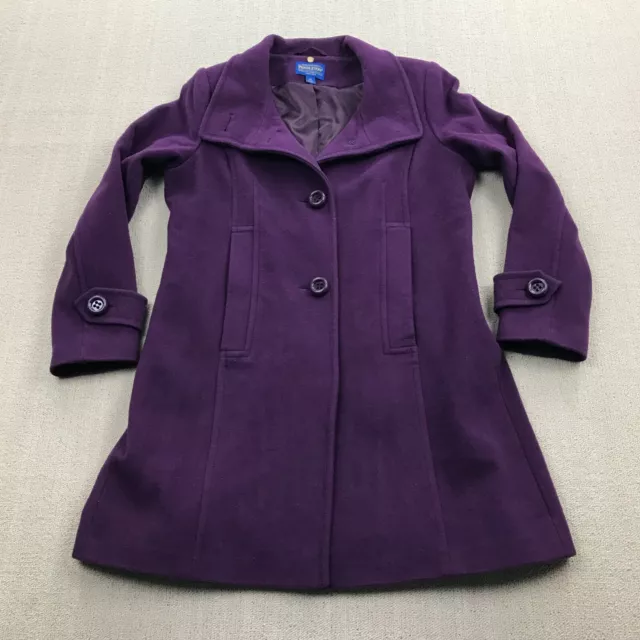 Pendleton Jacket Womens 12 Petite Purple Wool Pea Coat Button Up