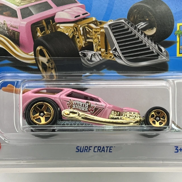 HOT WHEELS SURF Crate Treasure Hunt Pink 2023 Short Card Diecast 6.33