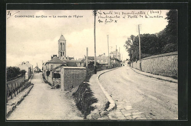 CPA Champagne-sur-Oise, la montee de l´Eglise
