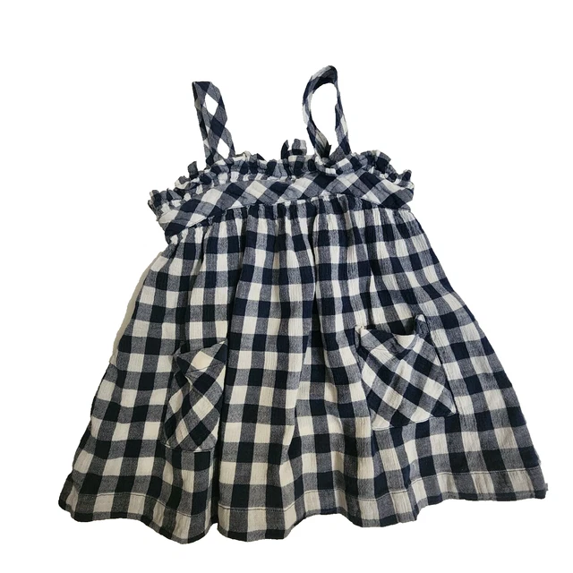 Country Road Label Size 6-12 monhs Baby Girls Blue Check Gingham Swing Dress