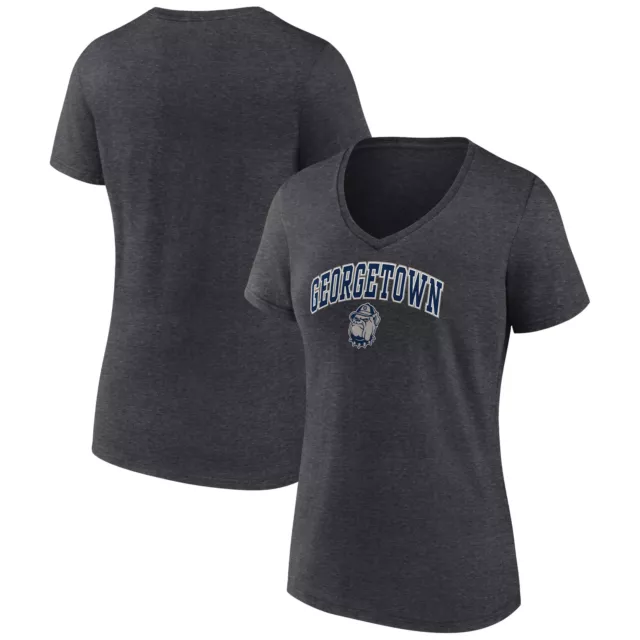 Women's Fanatics Branded Charcoal Georgetown Hoyas Campus V-Neck T-Shirt