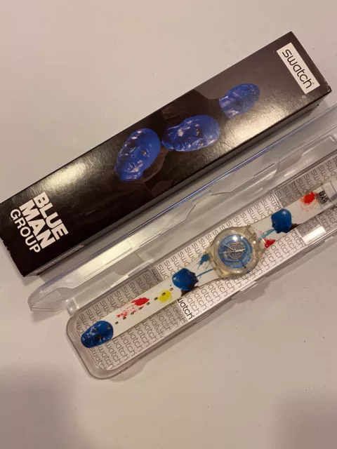 Nuevo SWATCH BLUE MAN GROUP SPECIAL SUJK104C RARE Art Artist Limited Blue Paint 3