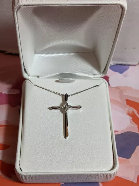Sterling Silver Diamond Accent Center Cross Pendant Necklace, 18 inch - $150