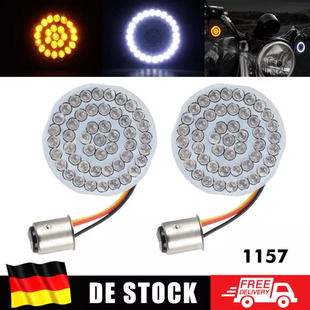 1157 LED Motorrad Blinker Lampe Vorne Blinkleuchte Gelb + Weiß 2 Zoll für Harley