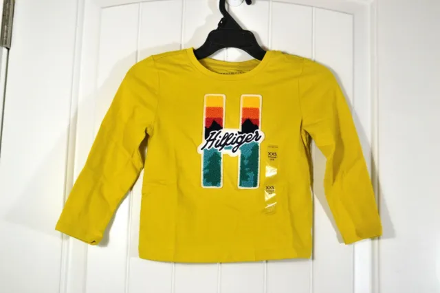 Nwt Girls Kids Youth Tommy Hilfiger Yellow T Shirt Long Sleeve Crewneck Sz Xxs-L