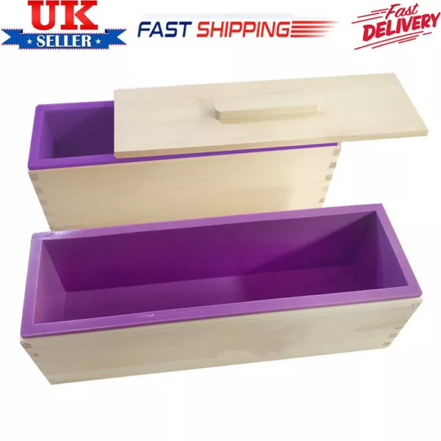 Wood Loaf Soap Moulds with Silicone Mold Cake Making Wooden Box with Wooden Cap