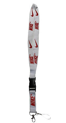 Nike Lanyard White & Red Strap Detachable Keychain Badge ID Holder PHOTOS