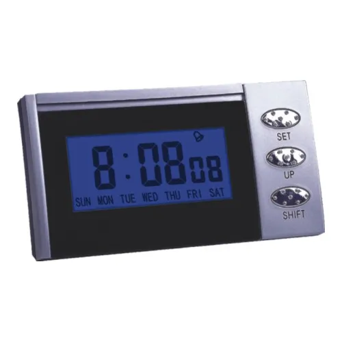 Élégant réveil LCD argent et noir, calendrier, chronomètre et rétroéclairage RD120