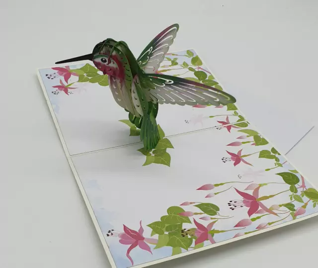 3D POP UP Geburtstagskarte Kolibri Grün