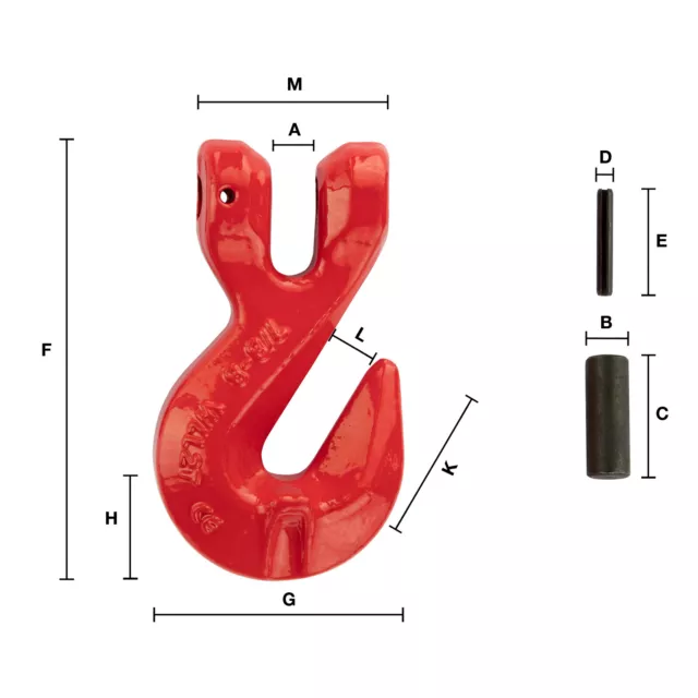 Stahl Parallelhaken für Forstkette Rückekette 7/8mm rot Güteklasse 8 2