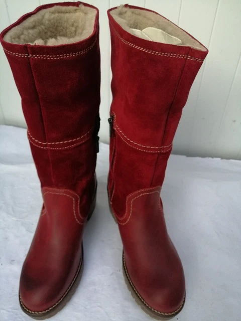 Bottes  Waterproof fourrée pour femme cuir & daim rouge pointure 37NEUVES